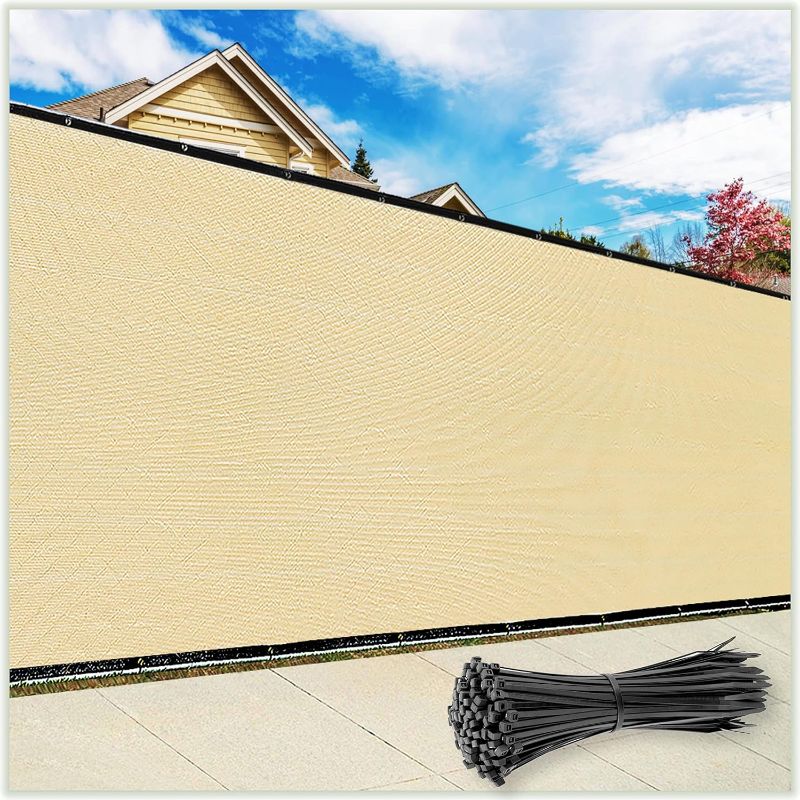 Photo 1 of ColourTree 6' x 50' Beige Fence Privacy Screen Windscreen Cover Fabric Shade Tarp Netting Mesh Cloth - Commercial Grade 170 GSM - Cable Zip Ties Included - We Make Custom Size
