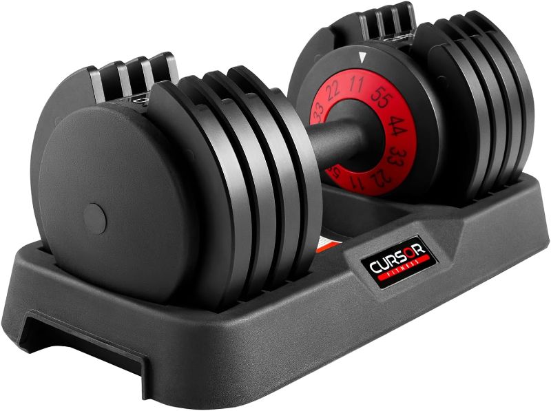 Photo 1 of CURSOR FITNESS Full Cast Iron 5-IN-1 Quick Adjustable Dumbbells, 25 LB, 55 LB Dumbbell, Home Weight Strength Training
