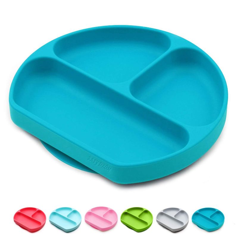 Photo 1 of Silicone Suction Plates for Babies, Stick to High Chair Trays and Table, Divided Baby Dishes, Perfect Kids Plates, BPA FREE
