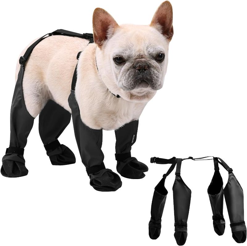 Photo 1 of BECEMURU Suspender Dog Boots Leggings with Anti-Slip Rugged Rubber Sole, Dogs Paw Protector, Perfect for Outdoor Walking, Hiking, Waterproof and Anti-Fall Dog Shoes with Adjustable Auxiliary Strap
