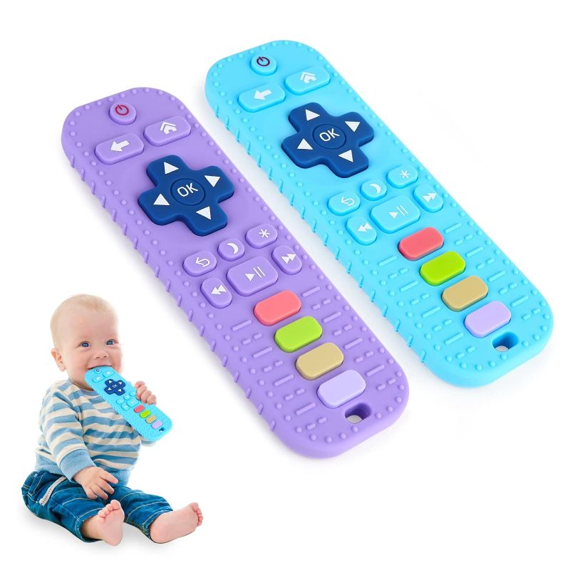 Photo 1 of Hooku 2 Pack Remote Teether for Baby, Silicone Teethers for Babies 6-12 Months, Baby Teething Toys for Babies 0-6 Months, Sensory Toys for Babies, Toddler Infant Newborn Toys Baby Gifts for Boys Girls
