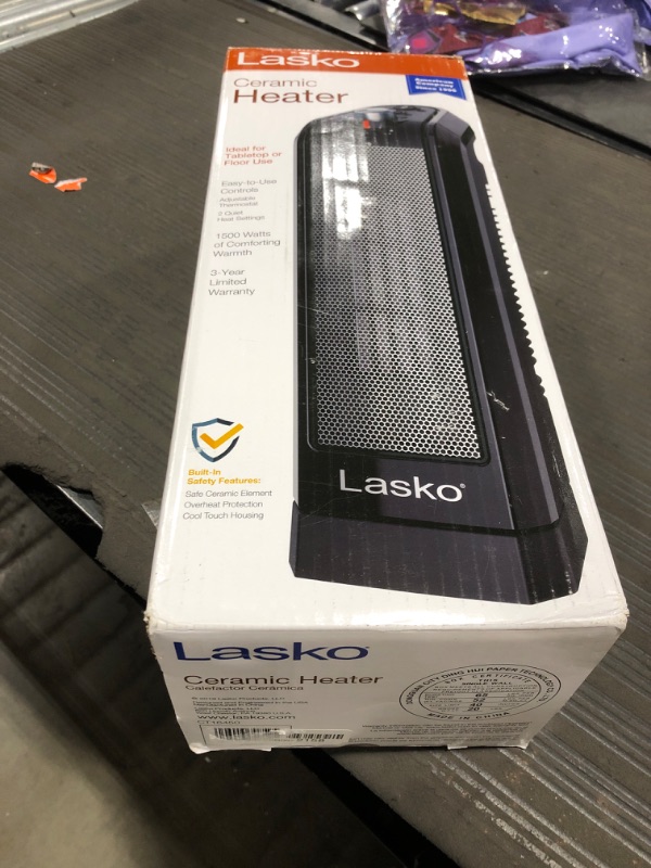 Photo 2 of Lasko 1500W Oscillating Ceramic Tower Space Heater CT16450 Black
