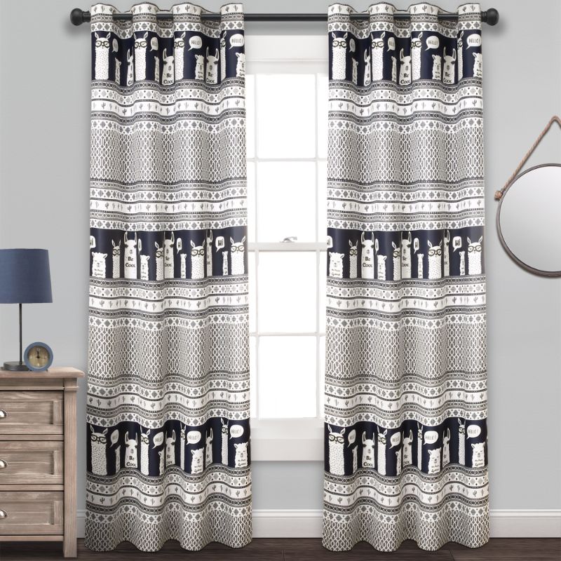 Photo 1 of Lush Decor Llama Stripe Room Darkening Window Curtain Panel Pair
