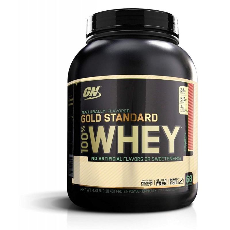 Photo 1 of Optimum Nutrition Gold Standard 100% Whey Protein Powder Naturally Flavored Strawberry 4.8 Lb 68 Servings
