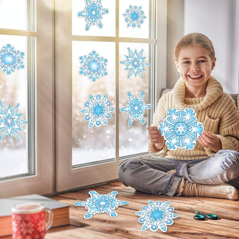 Photo 1 of Snowflakes Cut-Outs Christmas Winter Theme Colorful Cutouts with Glue Point Dots for Winter Holiday Classroom School Bulletin Board Christmas Party Decoration, 5.9 x 5.9 Inch (180Pieces) 
