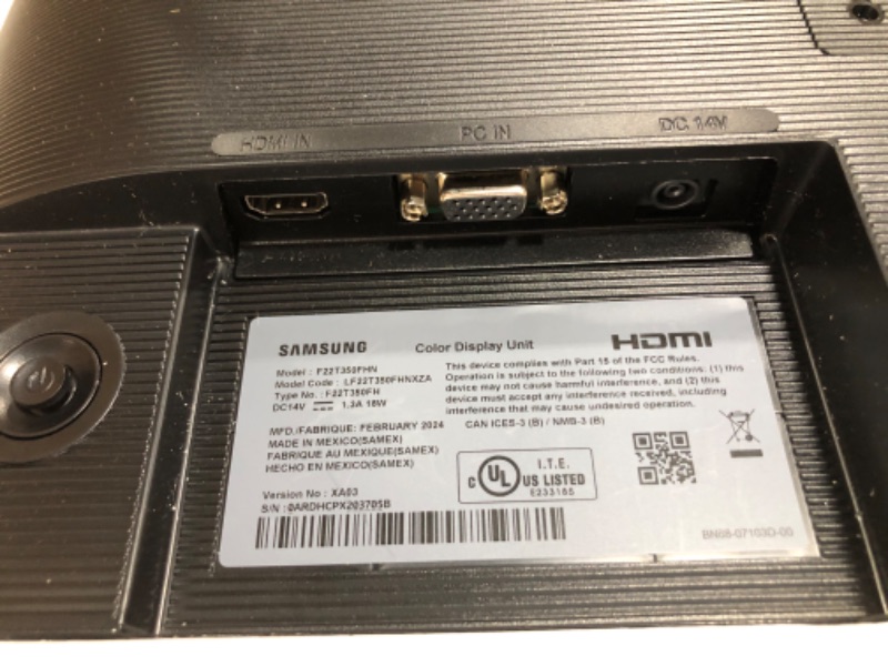 Photo 3 of SAMSUNG T350 Series 22-Inch FHD 1080p Computer Monitor, 75Hz, IPS Panel, HDMI, VGA (D-Sub), 3-Sided Border-Less, FreeSync (LF22T350FHNXZA)