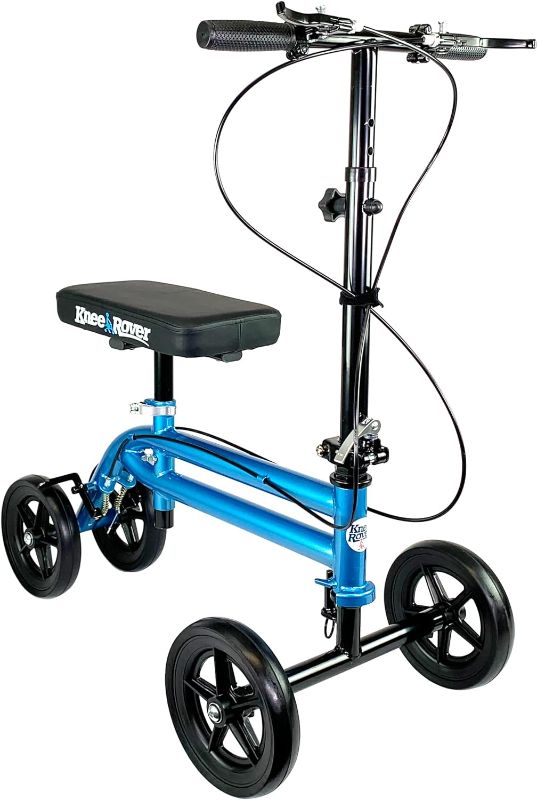 Photo 1 of Limited-time deal: KneeRover Economy Knee Scooter Steerable Knee Walker for Adults for Foot Surgery, Broken Ankle, Foot Injuries - Foldable Knee Rover Scooter for Broken Foot Injured Leg Crutch with Dual Brakes (Blue) 