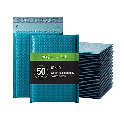 Photo 1 of Quality Park Bubble Mailers, 6 X 9 Inch, Blue Poly Mailers, Padded Envelopes, Shipping Envelopes, Water Resistant, Self Seal, 50 per Box (QUA85862)
