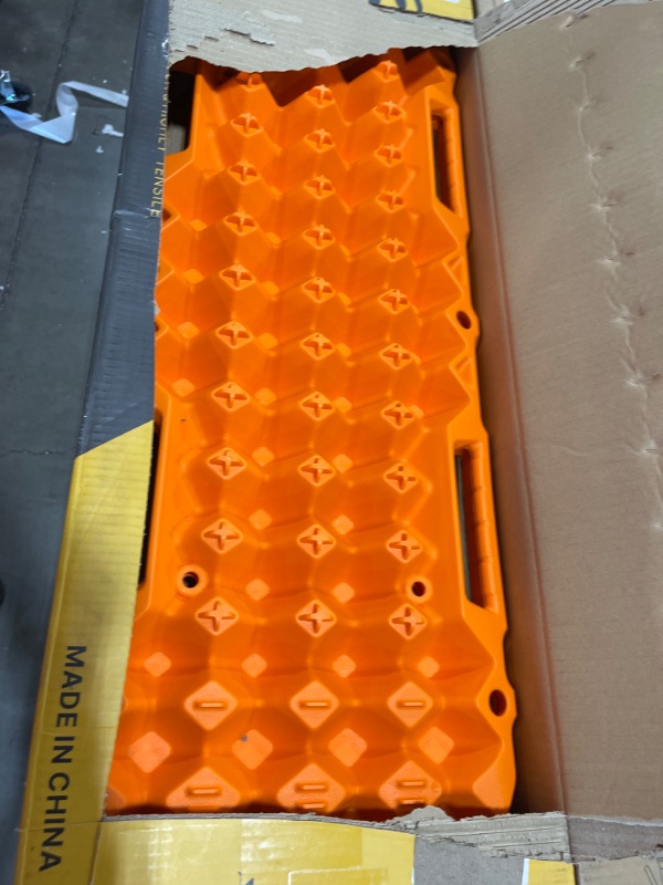 Photo 2 of BUNKER INDUST Off Road Traction Boards, Pair Recovery Tracks Traction Mat for 4x4 Truck Jeep SUV, Mud, Snow, Sand Ramp-Orange Emergency Tire Traction Pads