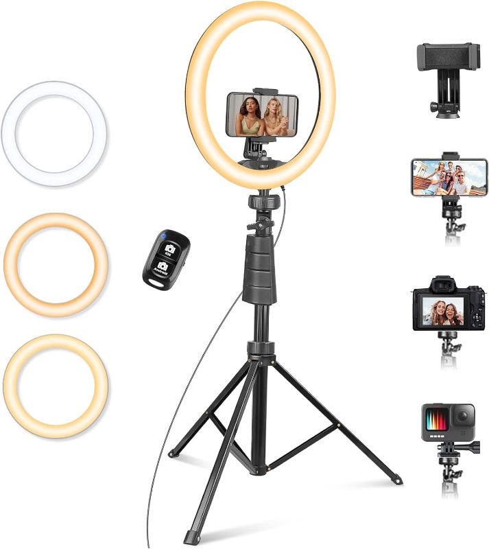 Photo 1 of Eicaus 12" Ring Light with Tripod Stand and Phone Holder,Selfie LED Lighting with 62" Phone and Stand,Circle Ringlight for Photography,TIK Tok and YouTube,Compatible with iPhone, Android and Cameras
