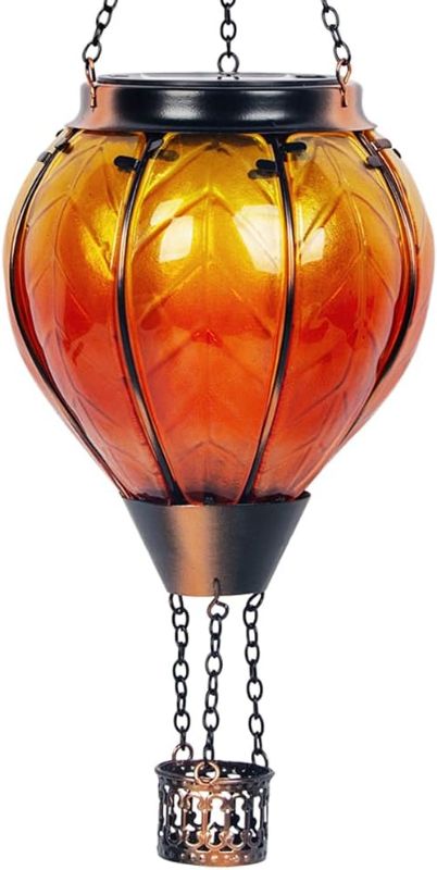 Photo 1 of Starsoul Orange Solar Hot Air Balloon Lantern Glass Hot Air Balloon Solar Lantern with Flickering Flame Light Outdoor Solar Hanging Lights Waterproof for Garden Yard Patio
