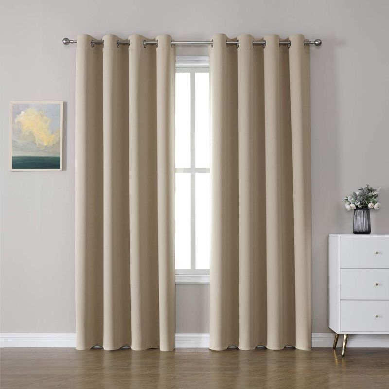 Photo 1 of CUCRAF Room Darkening Blackout Curtains for Bedroom,Light Blocking Drapes for Living Room Curtains 84 inch Length,Set of 2 Panels (52 x 84 Inch, Beige)
