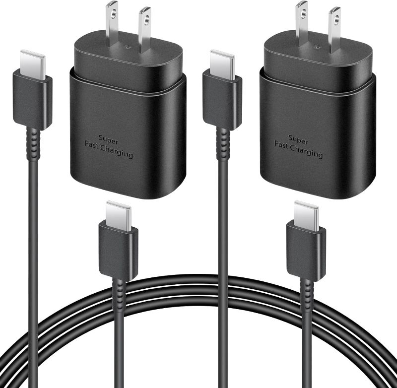 Photo 1 of 2 Pack USB C Charger, 25W Type C Charger Fast Charging with USB C to C Charger Cable 6FT Android Phone Charger for Galaxy S24 Ultra/S23+/S22/S21/S20/Phone 15/15 Plus/15 Pro Max
