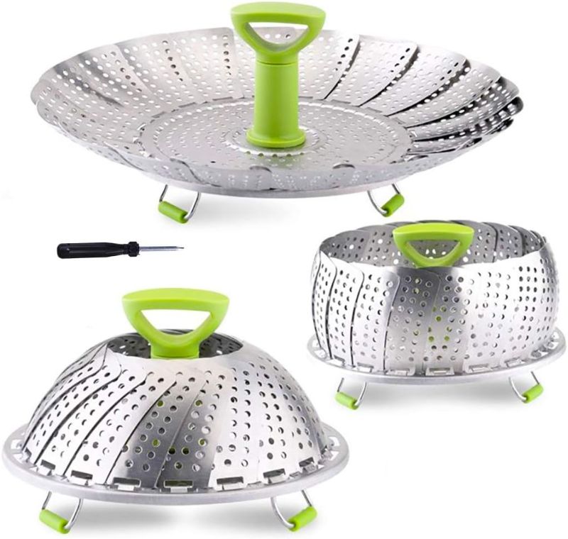 Photo 1 of Vegetable Steamer Basket, Stainless Steel Folding Steamer Basket Insert for Veggie Fish Seafood Cooking, Expandable to Fit Various Size Pot (5.1" to 9" Triangle)
