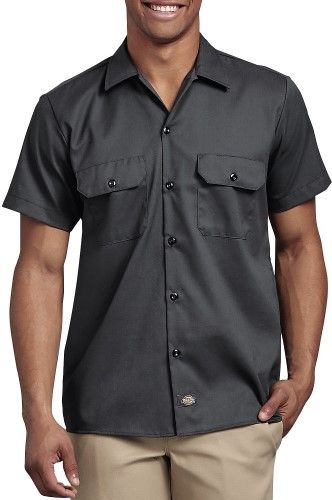 Photo 1 of Dickies Men's Slim Fit Short Sleeve Work Shirt - Charcoal Gray Size M (WS673)
