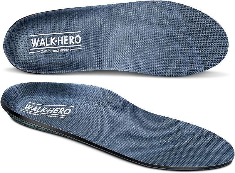 Photo 1 of Walkhero Plantar Fasciitis Pain Relief Insoles High Arch Support Orthotic Shoes Inserts, Relieve Flat Feet and Foot Fatigue (Mens 10-10 1/2 | Womens 12-12 1/2, Gray)