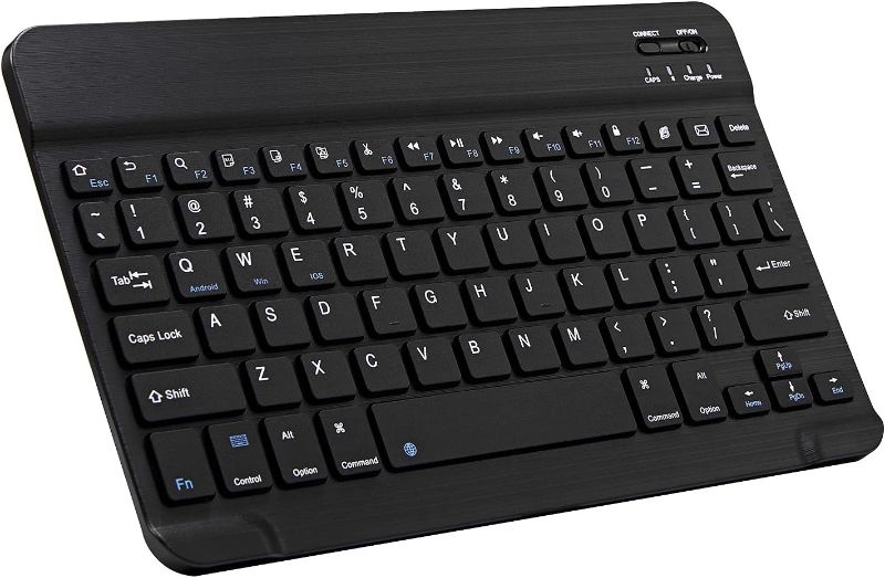 Photo 1 of Ultra-Slim Bluetooth Keyboard Portable Mini Wireless Keyboard Rechargeable for Apple iPad iPhone Samsung Tablet Phone Smartphone iOS Android Windows (10 inch Black) 