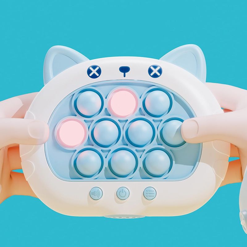 Photo 1 of Fast Push Game Fidget Toys Pop Game Handheld Bubble Game Light-up Pop Toy for Boys, Girls and Adults Birthday Gift (Blue Cat) 