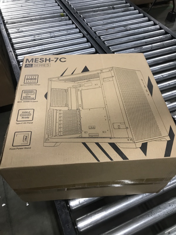Photo 3 of Vetroo AL-MESH-7C White Compact ATX PC Case, Front Power Supply, Top 360mm Radiator Support, Type-C & USB 3.0 I/O Panel, High-Airflow Mesh Gaming Case
