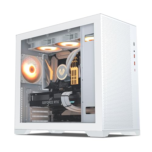 Photo 1 of Vetroo AL-MESH-7C White Compact ATX PC Case, Front Power Supply, Top 360mm Radiator Support, Type-C & USB 3.0 I/O Panel, High-Airflow Mesh Gaming Case
