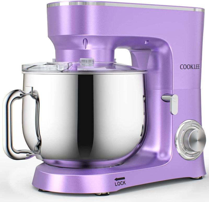 Photo 1 of COOKLEE Stand Mixer, 9.5 Qt. 660W 10-Speed Electric Kitchen Mixer with Dishwasher-Safe Dough Hooks, Flat Beaters, Wire Whip & Pouring Shield Attachments for Most Home Cooks, SM-1551, Lavender
