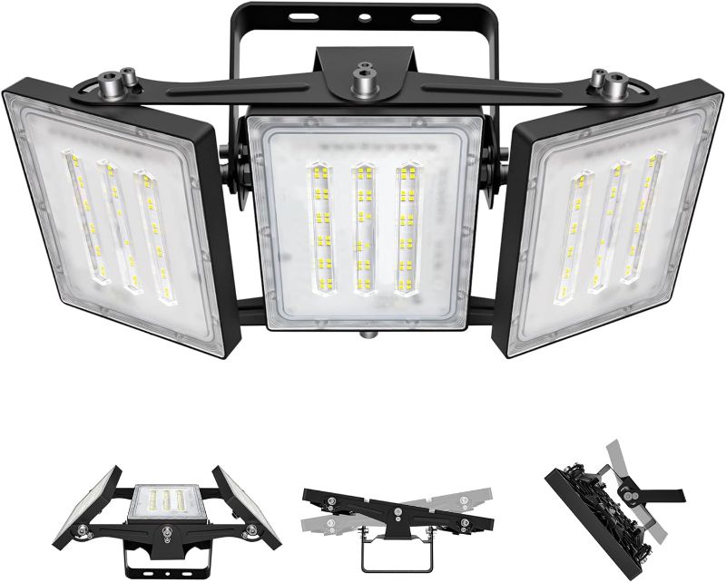 Photo 1 of LED Flood Light Outdoor, STASUN 150W 15000lm 6000K Daylight White IP66 Waterproof, Commercial Parking Lot Light,3 Heads for Yard Street Stadium House Floodlight Bright Security Lights for Outdoor Area
4 pack- 2 per box
