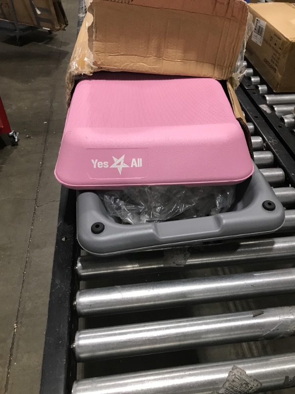 Photo 2 of Yes4All Health Club-Sized Adjustable Aerobic Exercise Step Platform with 4 Included Adjustable Risers and Extra Riser Options - Pink Grey
