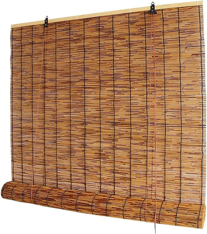 Photo 1 of Vintage Bamboo Roller Blinds, UV Resistant Waterproof Reed Curtains Bamboo Window Sunshades for Indoor/Outdoor Porch Privacy Outdoor Bamboo Blinds, Easy to Install
