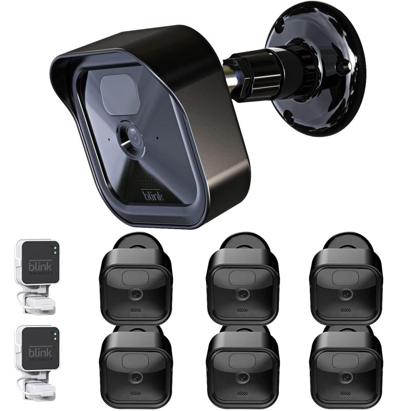 Photo 1 of All-New Blink Outdoor (3rd gen) Camera Housing and Mounting Bracket, 6 Pack Protective Cover and 360 Degree Adjustable Mount with Sync Module 2 Outlet Mount for Blink Camera Security System (Black)