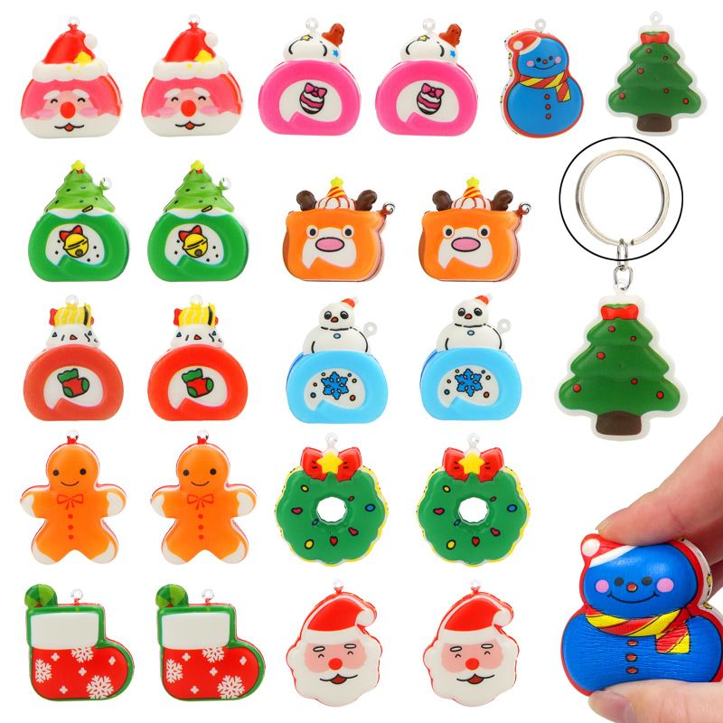 Photo 1 of 24 Pack Christmas Squishy Toys, Mini Slow Rising Squishies Party Favors for Kids Birthday Gift Goodie Bag Pinata Stocking Stuffers Classroom Carnival Prizes Treasure Box Boys Girls