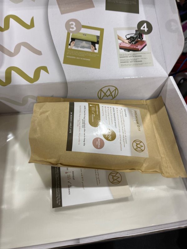 Photo 1 of 2 PACK- DTF Powder and Transfer Film, DTF Kit - 20 Sheets, A4 Fade Resistant DTF Transfer Film and 1.1lb Fine Adhesive DTF Powder for Sublimation - Iron on Heat Transfer Paper for Any Fabrics w/Manual