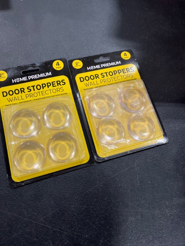 Photo 2 of 2 PACK- Door Stoppers Wall Protector - Durable Door Stops for Wall with Strong Adhesive - Easy to Install Wall Protectors from Door Knobs Damage (4 Pack, Clear)