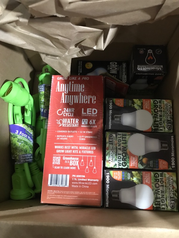 Photo 1 of Miracle LED Plant Life Cycle 2-Socket Synchronized Grow Light Kit with 2 Blue Spectrum Ultra Grow Bulbs and 2 Full Spectrum Multi-Plant Bulbs and Sproutmatic All-Weather Timer Controls (2-Pack)