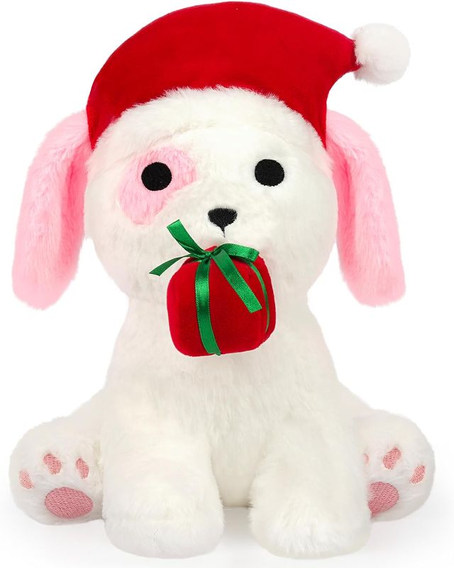 Photo 1 of Christmas Stuffed Animal Plush Dog Plush Toy, Cute Christmas Plush Dog Stuffed Animal Doll for Kids, Kawaii Christmas Decoration (Gift Dog)