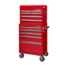 Photo 1 of 27 in. 11-Drawer Tool Chest and Cabinet Combo in Red--- box 1 of 2 and 2 of 2--- full set 
