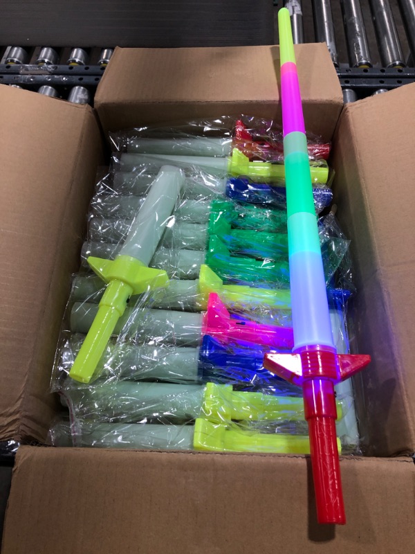 Photo 2 of 48 Pieces Light up Swords Bulk Expandable LED Light up Sabers Set Flashing Saber Sword Glow in Dark 