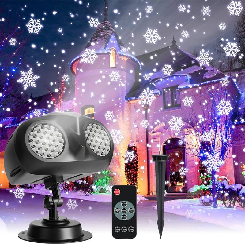 Photo 1 of  Christmas Projector Lights Outdoor Waterproof Holiday Dynamic Snowflake Projector Lights Spotlight with Remote Controls 