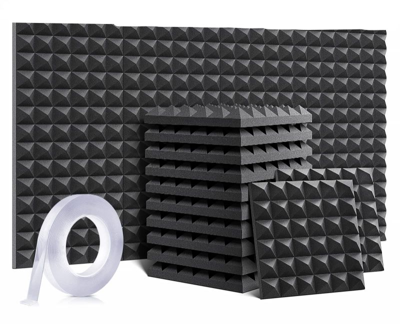 Photo 1 of 10 Pack Acoustic Foam Panels 2 Inches Thick Sound Proof Padding for Wall Pyramid, 2" X 12" X 12" Sound Absorbing 