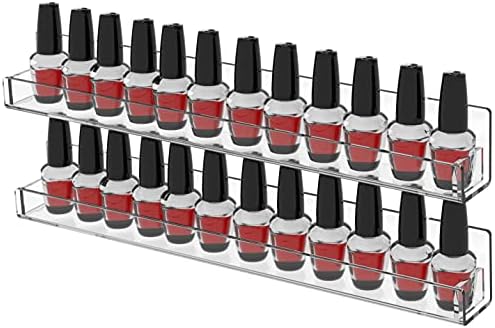 Photo 1 of (2 pc) FEMELI 21 * 21 Inch Nail Polish Wall Rack, Easy to Install, Clear Acrylic Nail Polish Display Holder Organizer 