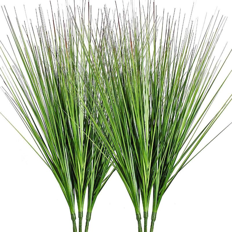 Photo 1 of 27" Artificial Plants Onion Grass Greenery Faux Fake Shrubs Plant Flowers Wheat Grass for House, 6 Pc