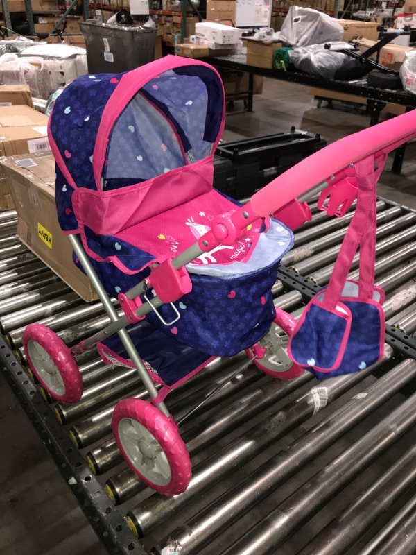 Photo 2 of 509 Crew 509 Unicorn Doll Pram - Kids Pretend Play, Large Wheels, Retractable Canopy, Cup Holder & Carry Bag, Ages 3+ (T724029),Pink