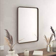 Photo 1 of 20" x 30" Brushed Bronze Mirror for Wall - Sturdy Metal Framed Mirror - Rectangle Mirror with Metal Frame for Bathroom, Entryway, Living