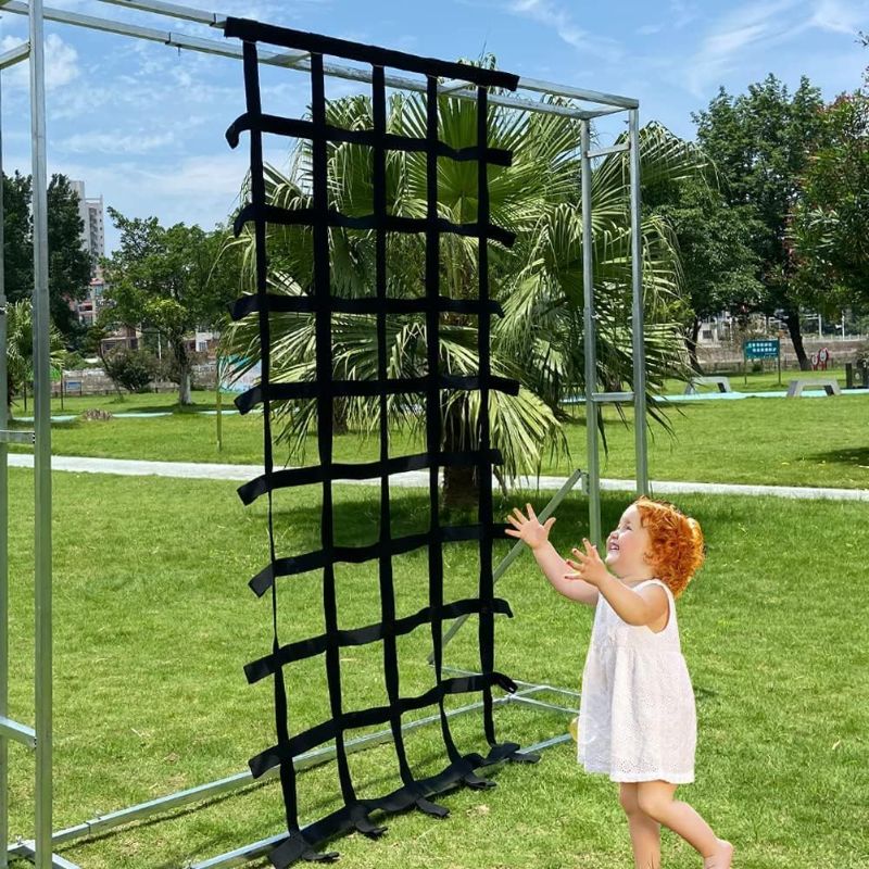 Photo 1 of 8 ft X 4 ft Climbing Cargo Net Black (104inch x 57 inch) - Playground Cargo Net - Climbing Net for Swingset - Indoor Climbing Net - Climbing Ladder
