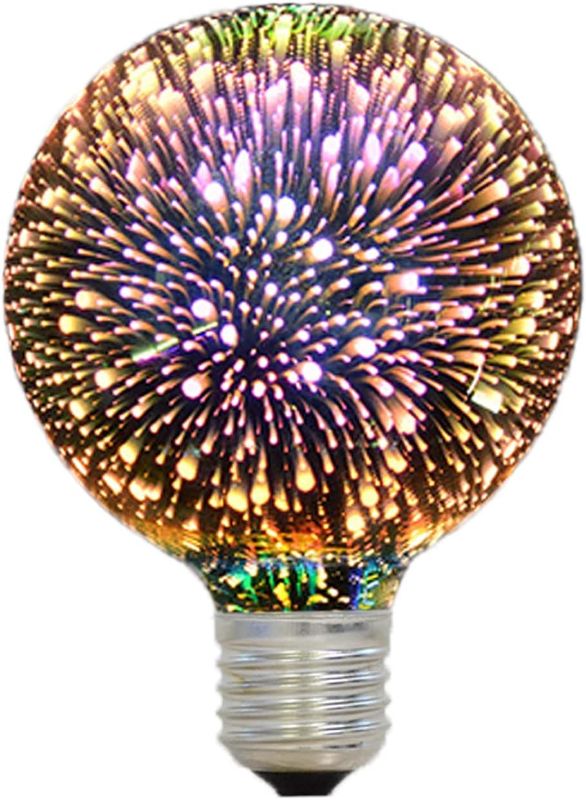 Photo 1 of  Firework Light Bulb-LED Light Bulb,3D Decorative Bulbs for E26, Multicolored Stained Grass Light Bulb for Christmas Day and Daily Party Decoration 4 PK
