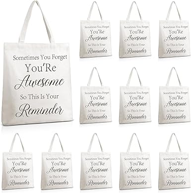 Photo 1 of 12 Pcs Thank You Tote Canvas Bags Employee Appreciation Gift Bags Bulk with Zipper for Coworker Retirement Teacher