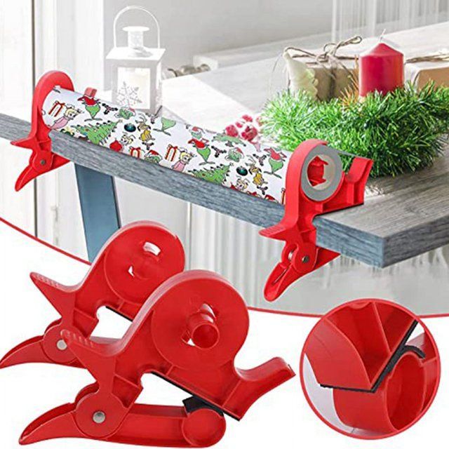 Photo 1 of 2 Pcs Tape Holder Christmas Wrapping Paper Table Clamp - Tabletop Gift Wrapping Tool, Christmas Wrapping Tape Dispenser