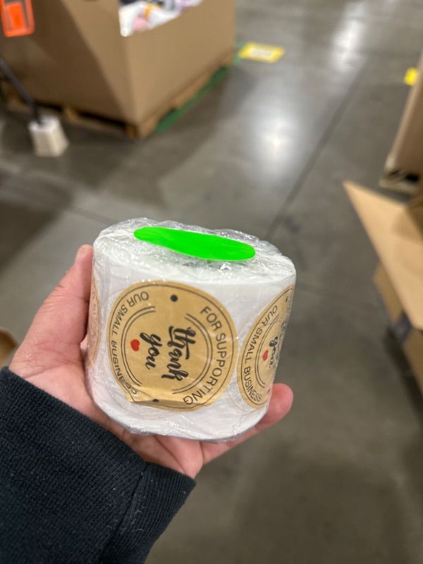 Photo 1 of 2" Round Kraft Thank You Stickers - Printed Thank You for Supporting Our Small Business Stickers with Hearts Used for Business,Online Sellers,Boutiques, Small Shops (500pcs) (2inch)