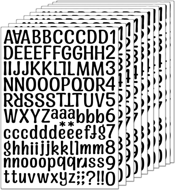 Photo 1 of 12 Sheets Vinyl Letter Stickers Kit, 1512 Pieces Numbers Sticker Decal for Mailbox, Signs, Window, Door, Cars, Trucks, Home, Business, Address Number (1 Inch, 12 Colors Set) (Black)