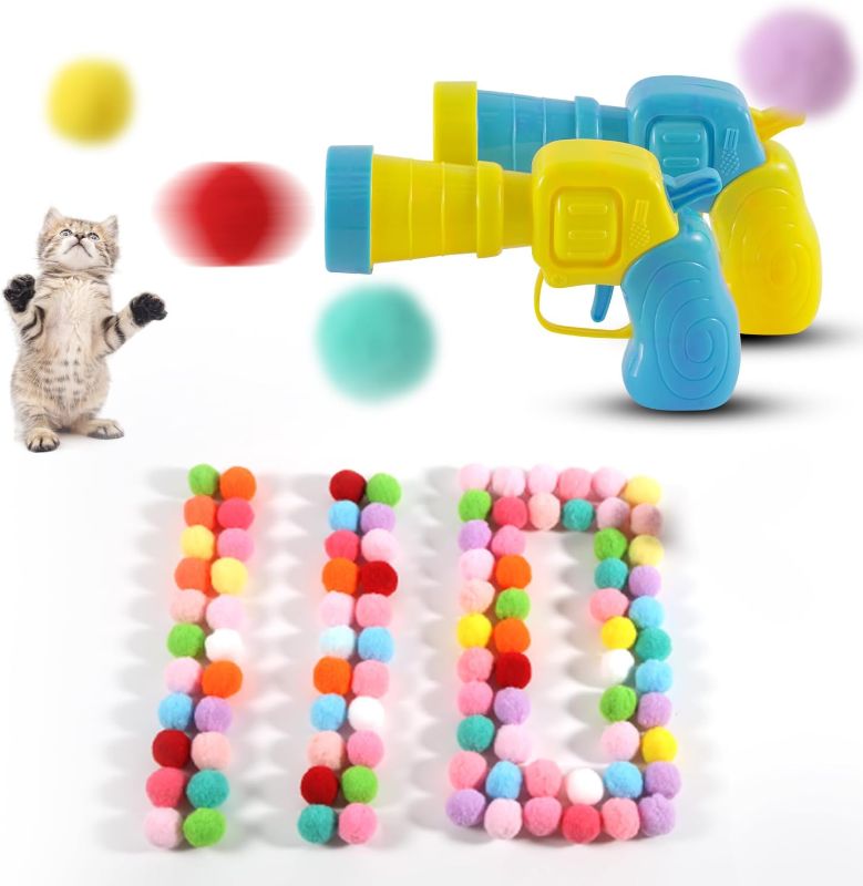 Photo 1 of 2 Cat Toy Gun Launcher with 110 Balls, 1.2" Plush Balls for Interactive Play & Hunting Instinct, Cat Toy Ball Launcher Gun for Cats, Cat Fetch Toy Gun Shooter, InteractivE for Indoor Cats