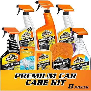 Photo 1 of Armor All Premier Car Care Kit, Includes Car Wax & Wash Kit, Glass Cleaner, Car Air Freshener, Tire & Wheel Cleaner (8 Piece Kit)
